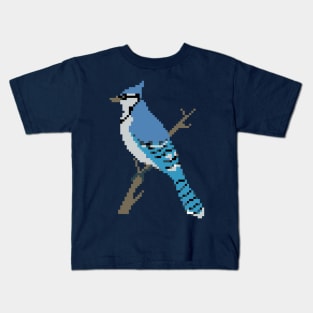 Pixel Blue Jay Kids T-Shirt